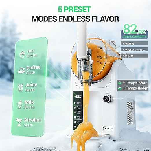 WETIE Slushie Machine, 82oz Slushy Machine for Home with Adjustable Temperature, LED Display, 6 Presets Frozen Drink Maker for Ice Cream, Smoothie, Frappés, Margarita, Milkshake, Auto-Clean