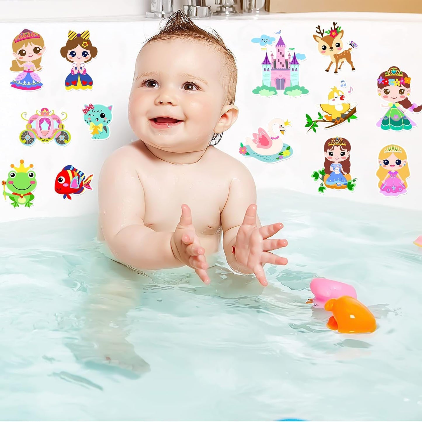 Window Clings Stickers for Kids Window Gel Clings Decals Thick Gel Clings Toddlers and Adults Classroom Home Nursery Airplane Birthday Party Supplies (Princess1)