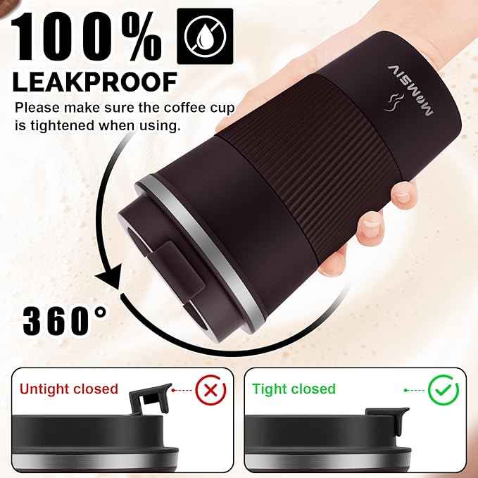MOMSIV 17oz Travel Mug, Insulated Coffee Cup with Leakproof Lid, Vacuum Stainless Steel Double Walled Reusable Tumbler for Hot and Cold Water Coffee and Tea In Travel and Car