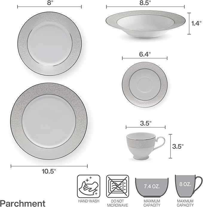 Mikasa Parchment 40-Piece Dinnerware Set, Service for 8, Durable Porcelain Plates, Bowls, and Mugs with Contemporary Design, Dishwasher Safe