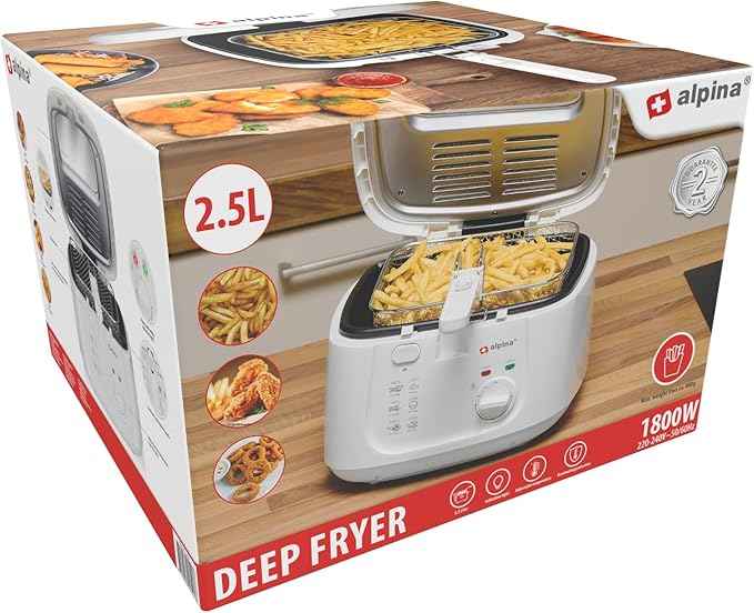 Alpina Deep Fryer, Deep Fryer, 1800 Watt, 2.5 L, All 190 °C, White