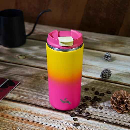 Konokyo Tumbler with Lid, 12 oz Travel Coffee Mug Double Wall Vacuum Stainless Steel Thermal Metal Cup Insulated Water Bottle,Rainbow