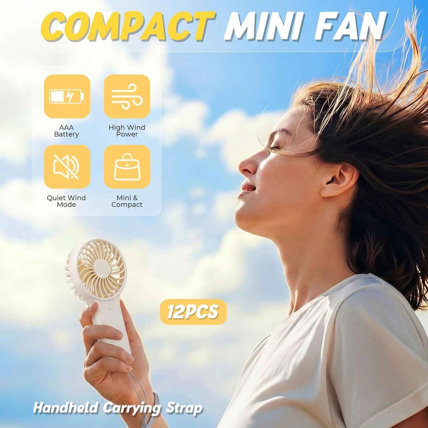 Hortsun 24 Pcs Summer Sets Includes 40"x12" Cooling Towels and Mini Handheld Fan Bulk, Workout Towel Sweat Towels for Hot Weather Gym, Portable Small Fan for Summer Team Travel Gifts (White)