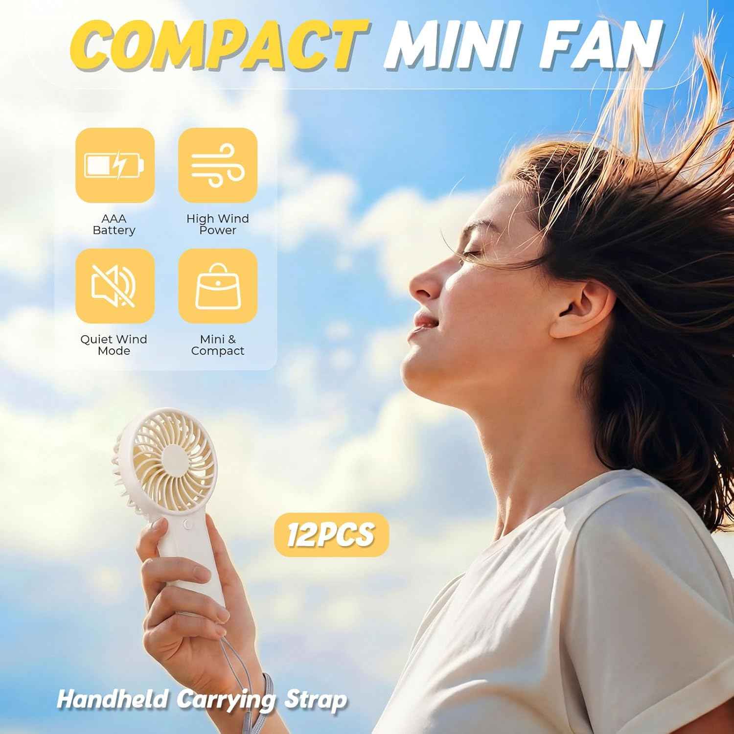Hortsun 24 Pcs Summer Sets Includes 40"x12" Cooling Towels and Mini Handheld Fan Bulk, Workout Towel Sweat Towels for Hot Weather Gym, Portable Small Fan for Summer Team Travel Gifts (White)
