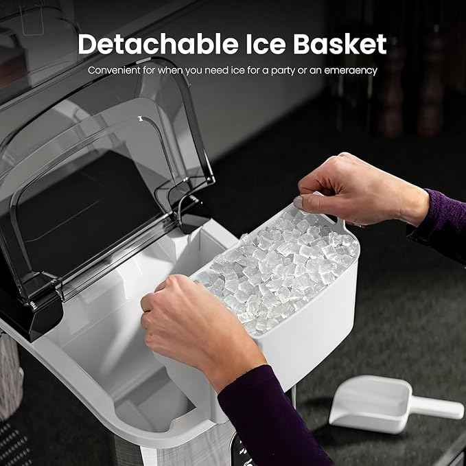 Kismile Nugget Ice Makers Countertop,35Lbs/24H,Portable Sonic Ice Machine with Self-Cleaning,One-Click Operation for Home/Office(Stainless Steels Silver)