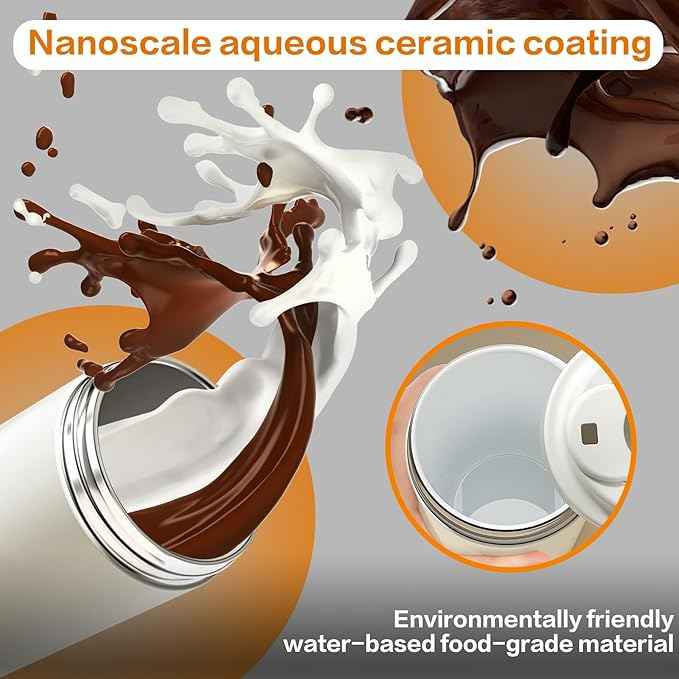 26oz Water Bottle Ceramic Coated Multi-Use Tumbler - 3-in-1 Drinking Modes, Thermal Insulation, Silicone Strap, Portable Travel Mug (White)