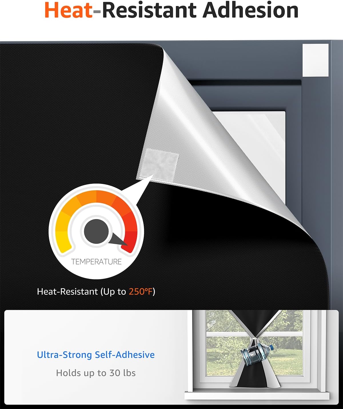 Sumobaby Blackout Curtains for Bedroom Portable 63”x59”Black Out Window Cover with Heat-Resistant Hook&Loop Tape,100% Blackout Shades,NoDrill Blinds for Windows DIY Cut Fit for Nursery&Dorm Room,Black