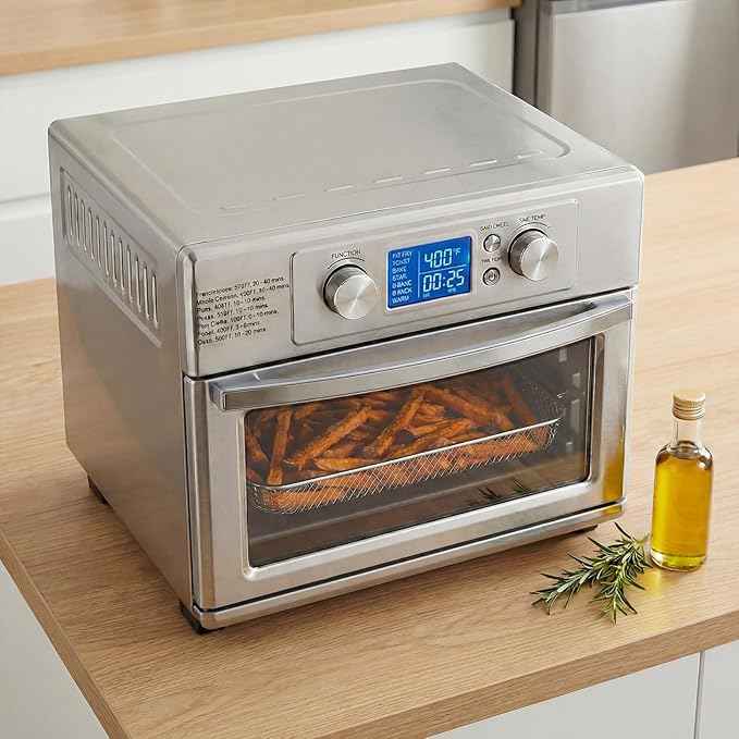 OLIXIS Air Fryer Toaster Oven Combo Extra Large, 23QT Convection Oven Countertop 4 Functions in 1, 4 Accessories Included, Stainless, Up to 450°F