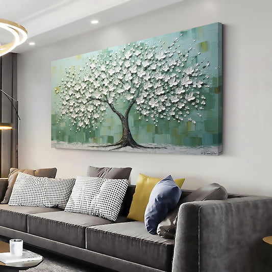 LASMOND Turquoise Tree of Life Wall Art for Living Room Canvas Prints Artwork Modern Abstract Bedroom Office Painting Decor (46x23 Inches)