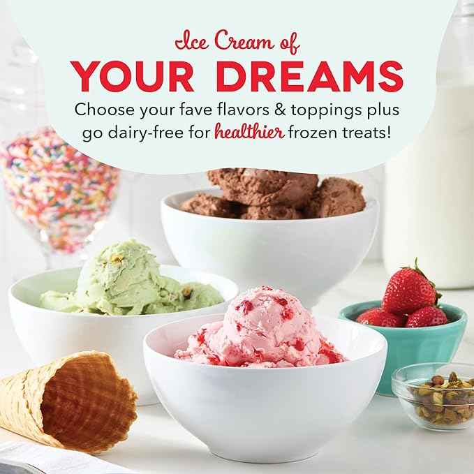 Dash Deluxe Gelato & Ice Cream Maker - HomeMade Dessert Maker with One-Touch Churning - Space-Saving Design & Easy to Clean - 2 Quarts, Cream