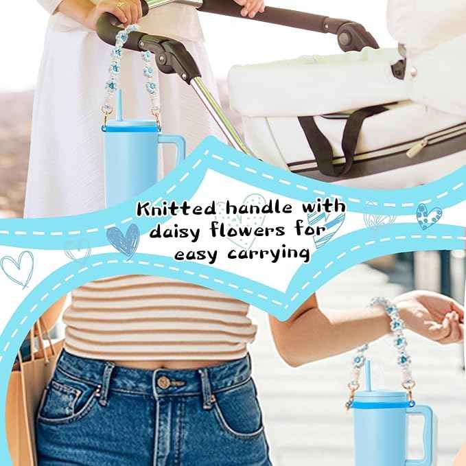 40 oz Tumbler with Handle Straw and Accessories, Drop & Abrasion Resistant, Vacuum Double-Layer Insulation, Ideal for Camping, Fitness, Outdoor Use