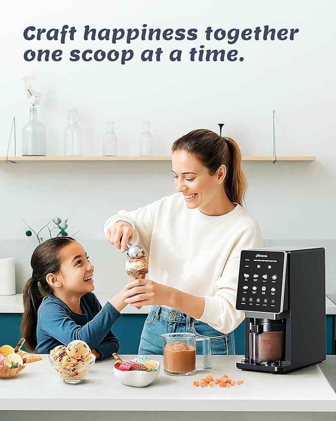 Alcarin Ice Cream & Frozen Drink Maker with 3 Pint, Not Freezer, Soft Serve, Slushie, Gelato, Sorbet & Yogurt Machine with 10 One-Touch Programs, Re-Spin & Mix-In Functions