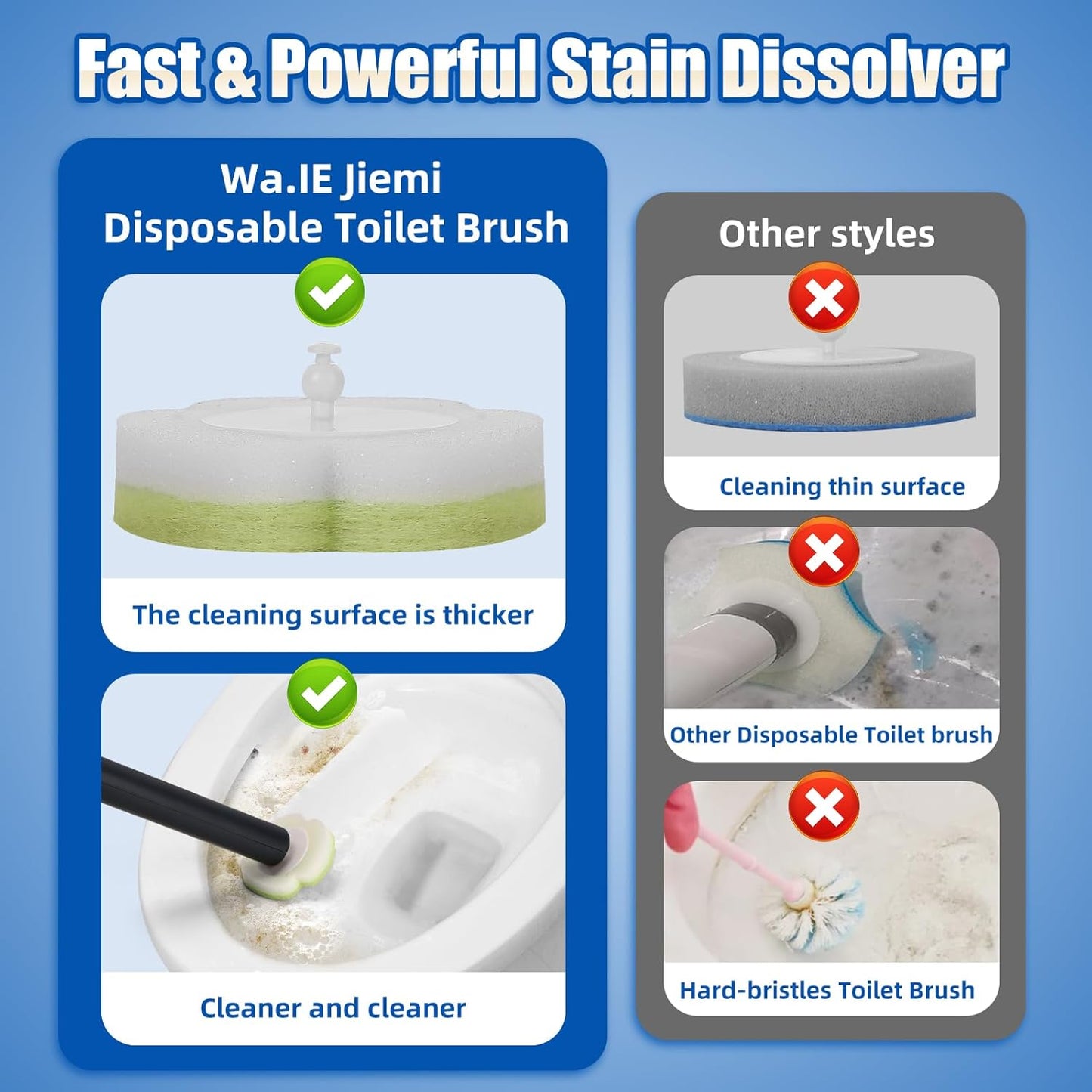 Disposable Toilet Brush - 30 Toilet Wand Refills,Toilet Brush with Holder,Disposable Toilet Bowl Cleaner Wand for Deep Cleaning and Hygienic Bathroom Maintenance.