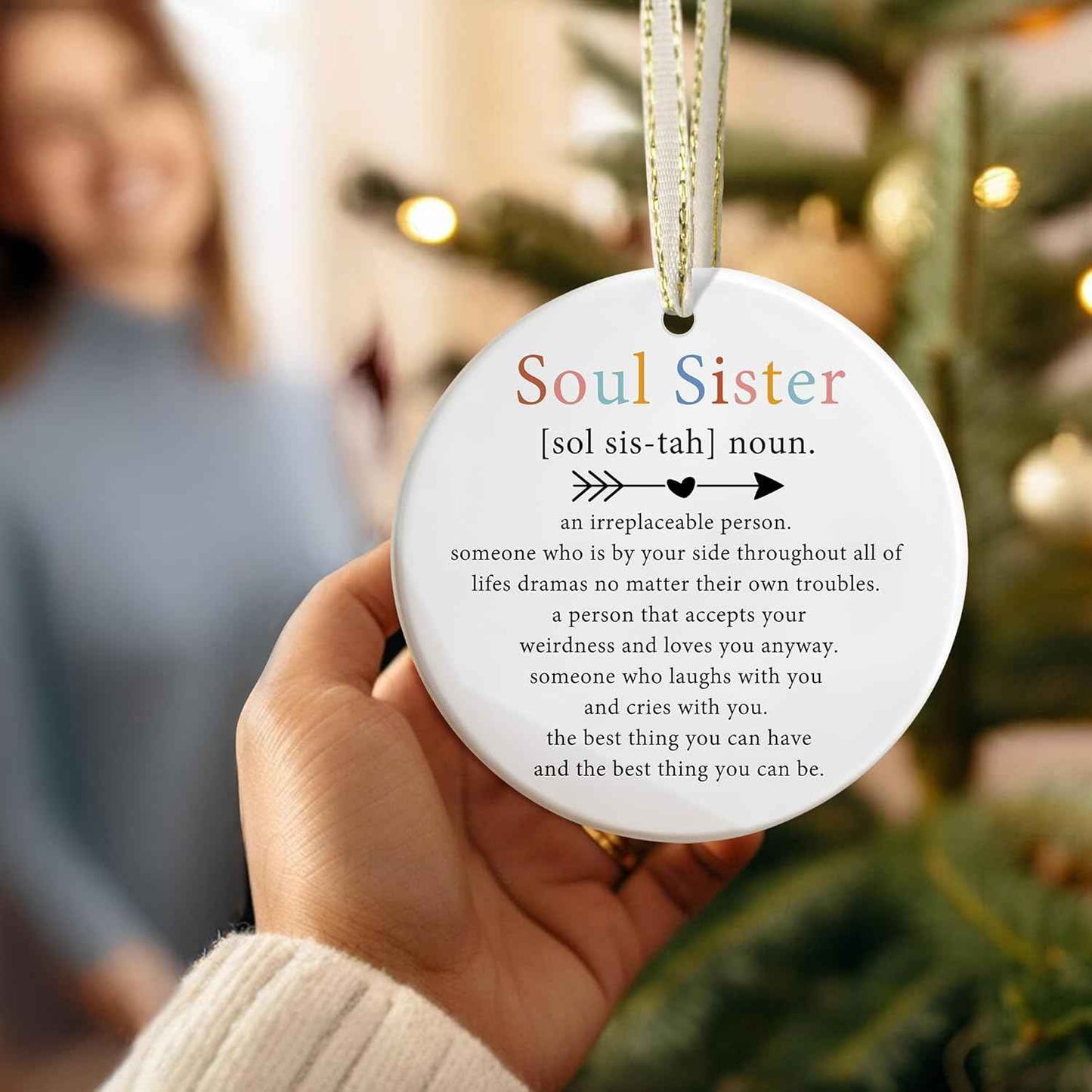 Friendship Christmas Ornaments - Best Friend & Soul Sister - Irreplaceable Gifts for Friends
