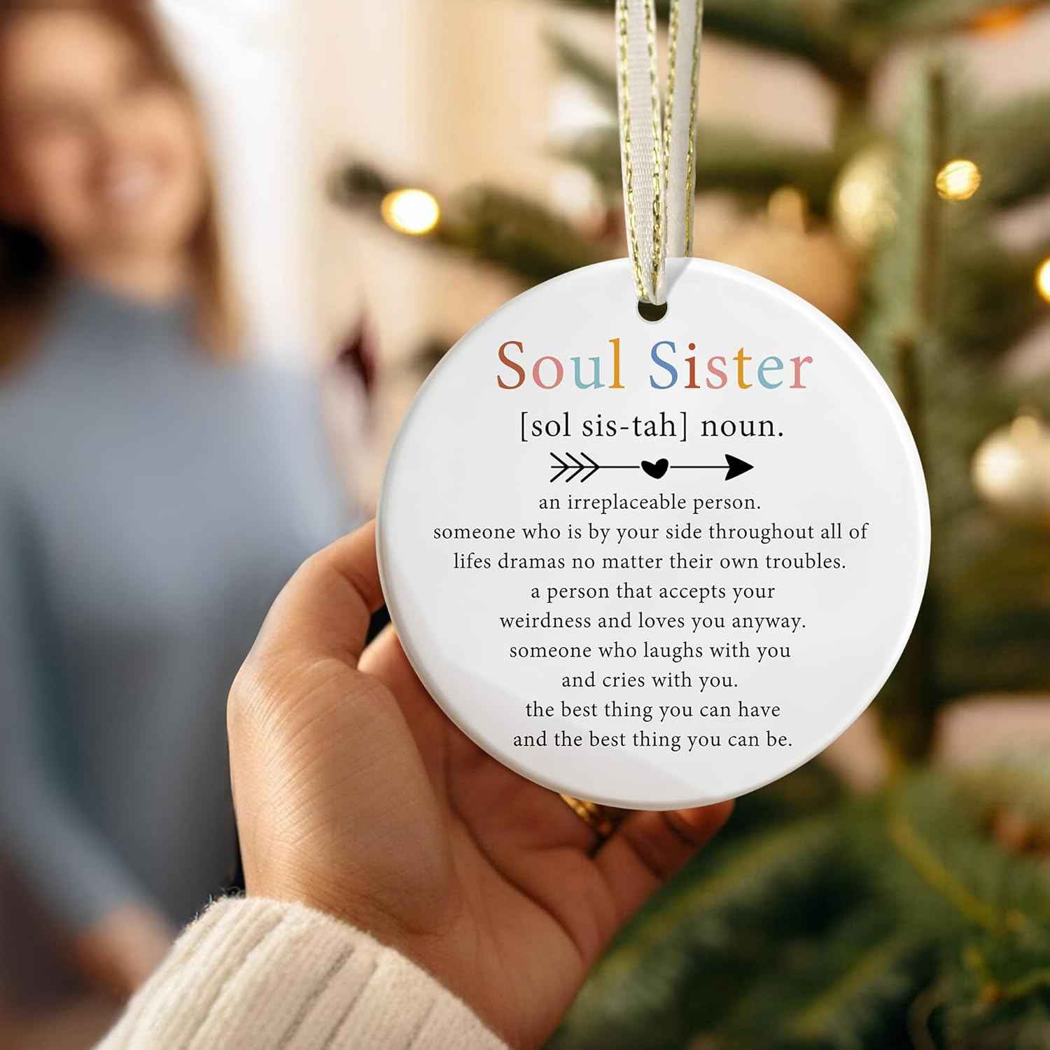 Friendship Christmas Ornaments - Best Friend & Soul Sister - Irreplaceable Gifts for Friends