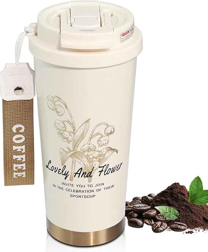 Insulated Coffee Tumbler 17.9oz 530ml Travel Coffee Mug 316 Stainless Steel Dual Drink Openings Leakproof Lid Reusable Insulated Coffee Mug Hot and Cold Ideal Travel Mug for Coffee Lover Daily