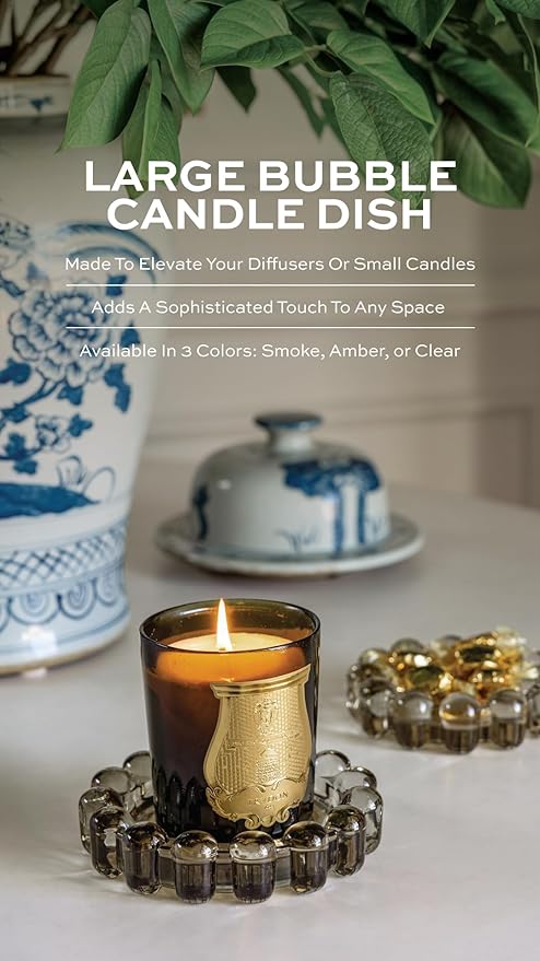 Alice Lane Original Bubble Candle Dish Large – Chic Smoky Glass Candle Dish for Home Decor – Decorative Modern Candle Holder for Small Candles & Diffusers