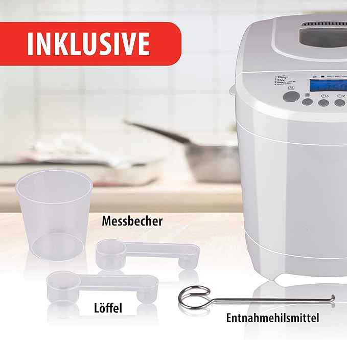 alpina Bread maker - Bread machine - small to large Breads: 450-680-900g - Timer - 12 Baking programs - also for Cake, Jam and Ketchup - 600W, White