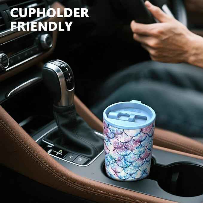 TILUCK 20 oz Insulated Tumbler with BPA-Free Lid, Stainless Steel Vacuum Travel Coffee Mug, Double Wall Coffee Tumbler（20oz，FishScales）