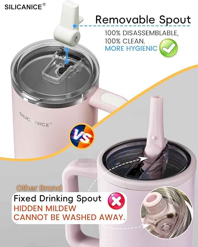 For Travel & Gym – Never Drink from a Moldy Lid Again: 40oz Hygienic Tumbler, 100% Leakproof Lid & Removable Foldable Spout. Reinforced Base, Fits Cup Holders - Cream