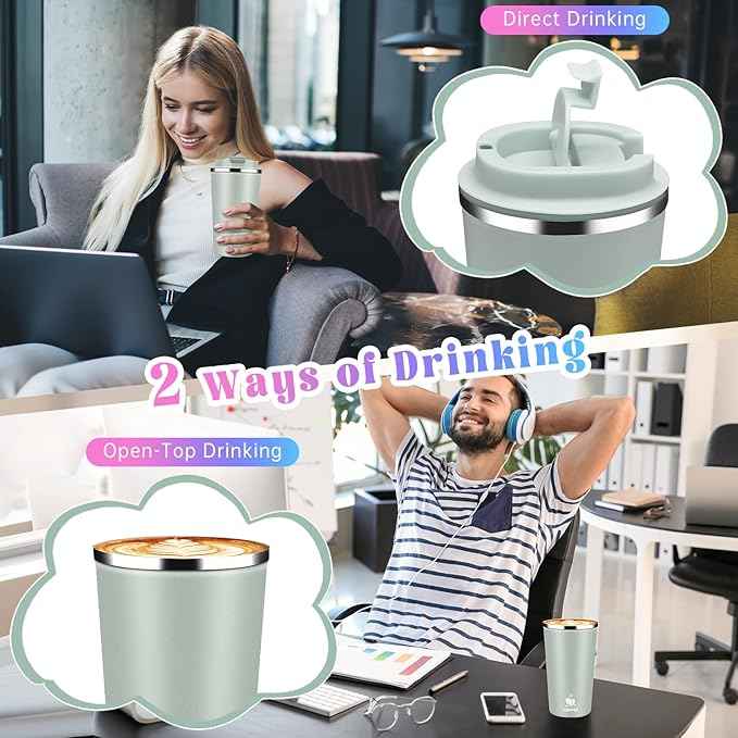 17oz Insulated Travel Coffee Mug with Flip Lid – Leakproof Stainless Steel Insulated Coffee Tumblers, Reusable Coffee Cup for Hot & Cold Drinks, Perfect for Camping & On-the-Go