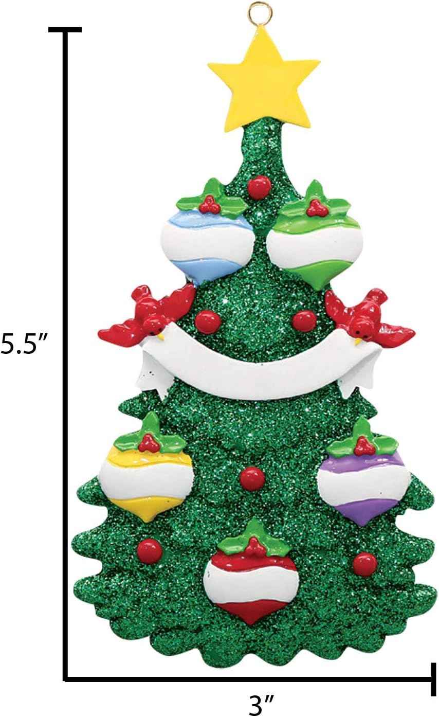 3D Baubles Family of 5 Christmas Ornament 2025 Personalized Family Christmas Ornaments 2025 | Red Cardinals in Green Personalized Tree Ornaments Customizable Gifts Xmas Balls of Five Ornament Star