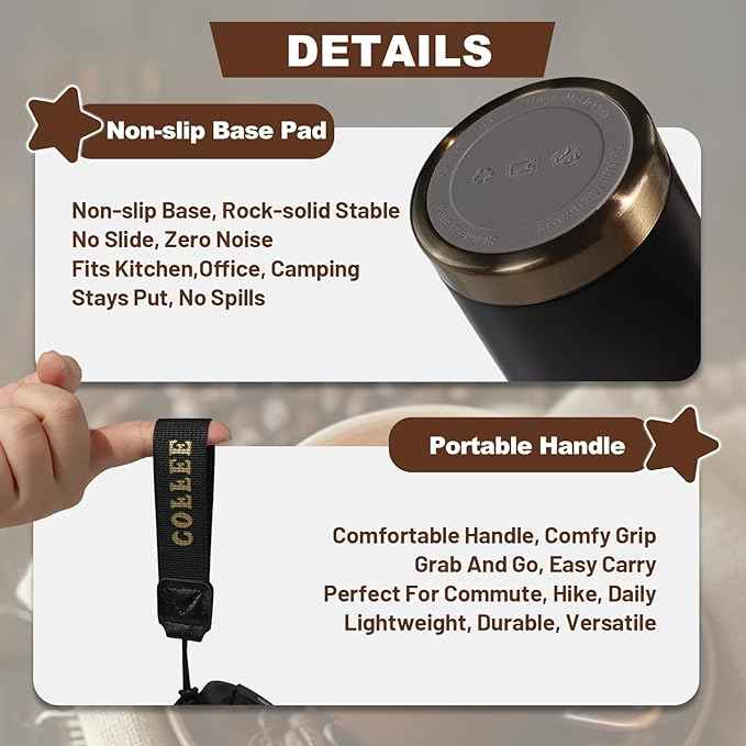 Insulated Coffee Tumbler 17.9oz 530ml Travel Coffee Mug 316 Stainless Steel Dual Drink Openings Leakproof Lid Reusable Insulated Coffee Mug Hot and Cold Ideal Travel Mug for Coffee Lover Daily