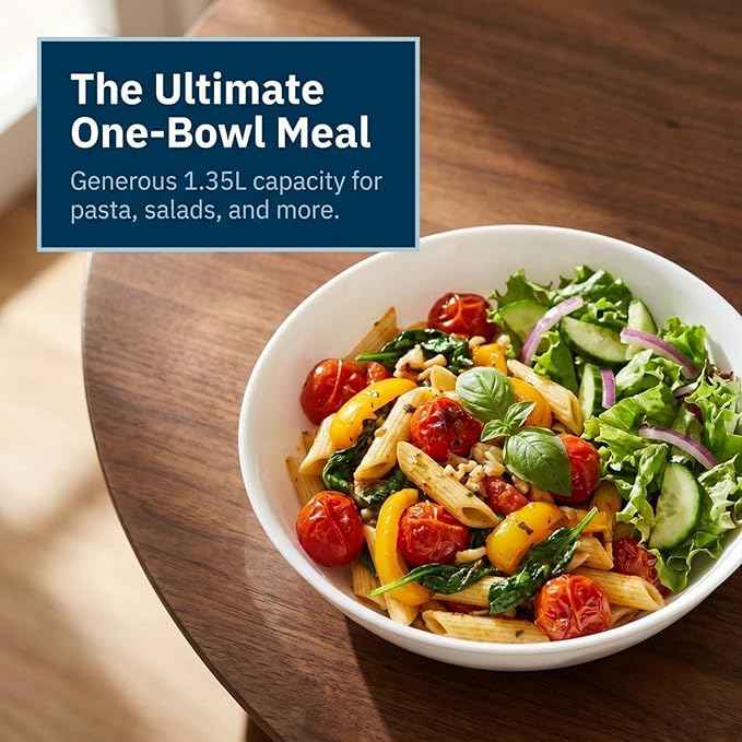 Corelle 4-Pc Meal Bowls Set Service for 4, Durable and Eco-Friendly 9-1/4-Inch Glass Bowls, Compact Stack Bowl Set, Microwave and Dishwasher Safe, White, 46 Ounces