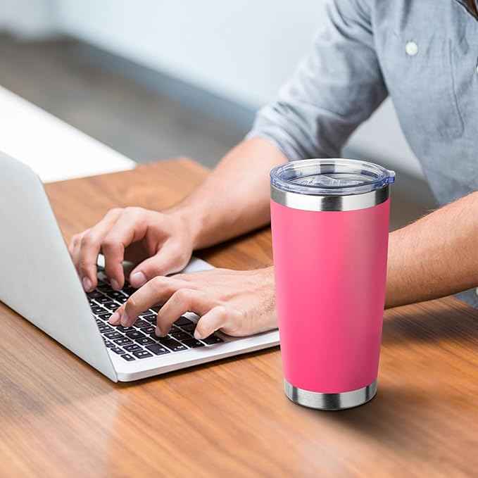 20oz Tumbler with Straw and Brush, Stainless Steel Vacuum Insulated tumbler, Double Wall Insulated Coffee Tumbler for Outdoor, Home, Travel,Office (Mix-1,8pcs)