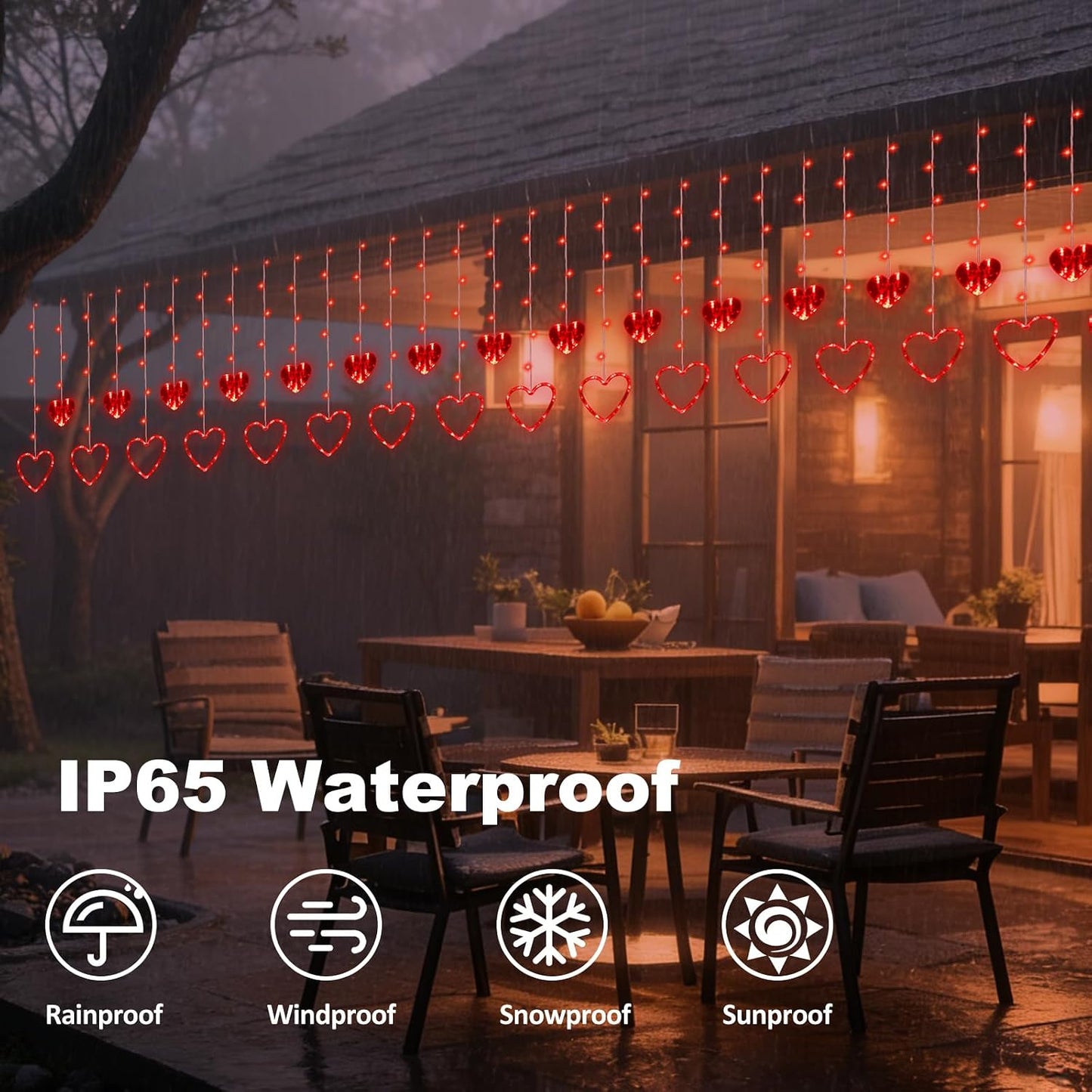 Valentines Day Decor,Red Heart-Shaped String Lights 12 Hearts 138 LED Fairy Light 8 Lighting Modes Connectable Window Curtain Lights for Bedroom Valentine's Day Wedding Home Anniversaries Party Decor