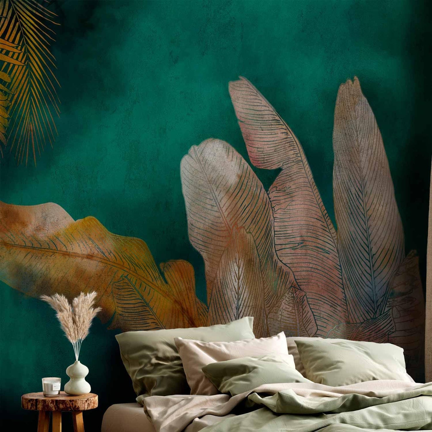 artgeist Wall Mural Jungle 116x83 in - XXL Peel and Stick Self-Adhesive Wallpaper Removable Large Sticker Foil Wall Decor Print Picture Image Design Leaves Green Yellow Nature b-A-0825-a-a