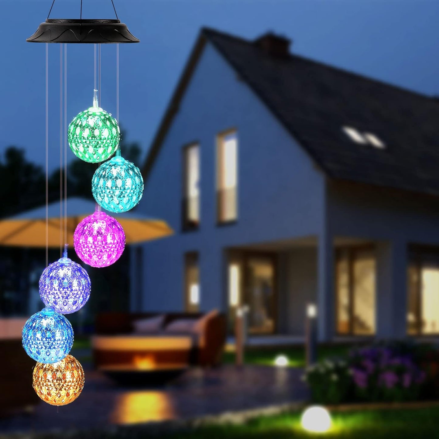 Gifts for Mothers Day, Birthday Gardening Gifts for Women Mom Grandma, Solar Lights Outdoor Decorative Solar Wind Chimes for Outside Gold Ball Garden Decor Yard Patio Porch