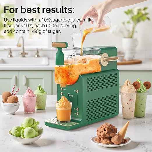 Slushie Machine for Home, Slushy Maker with No Ice Needed, Self-Cleaning, 5 Preset Functions for Soft Serve Ice Cream, Frozen Drink, Milk Shake, Margaritas, Frappe, Green