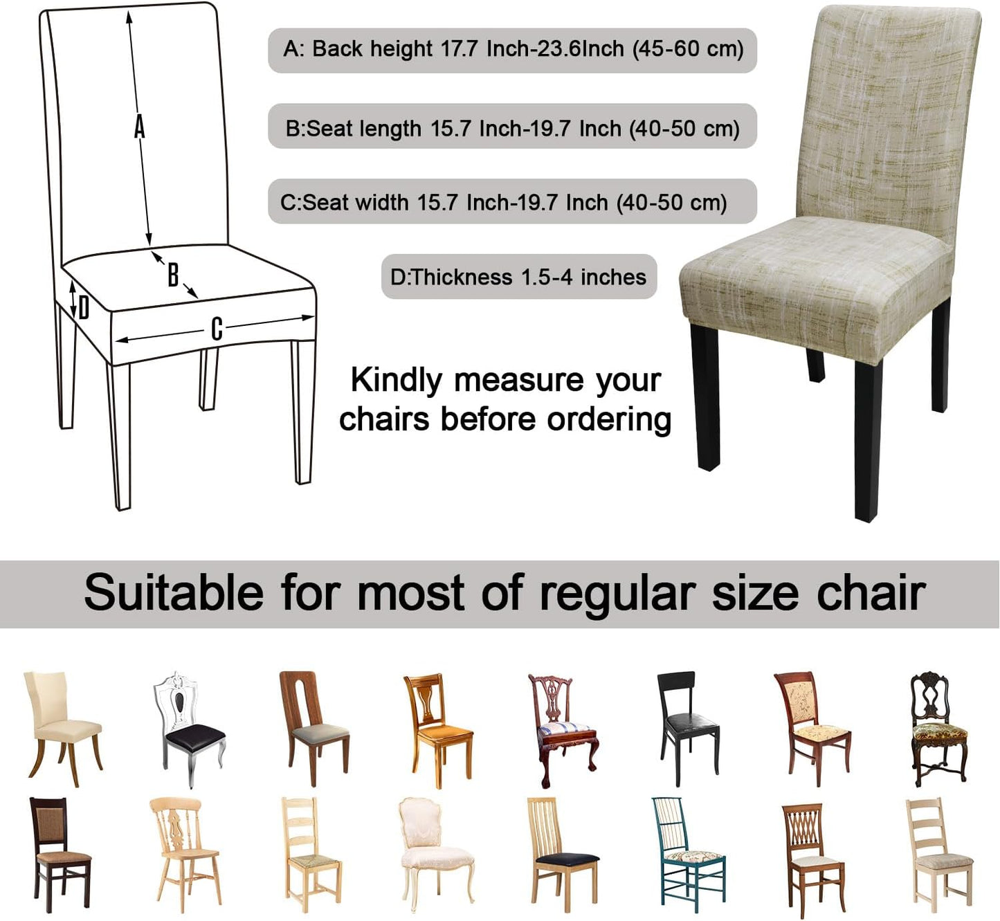 JQinHome Pattern Chair Covers Pack of 12,High Stretch Removable Washable Parsons Chair Slipcover for Home Party Hotel Wedding Ceremony (Stripe Pattern,12PCS)