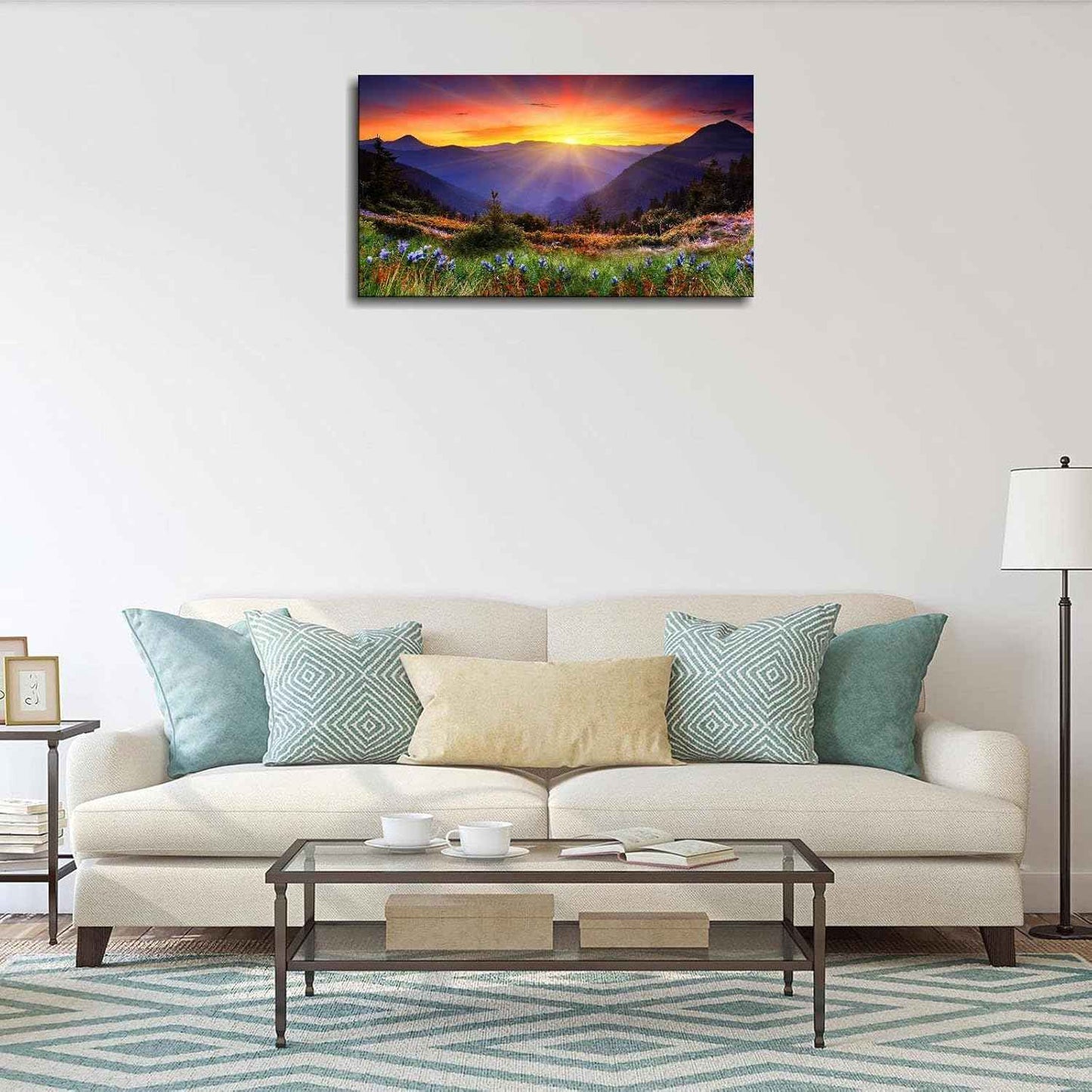 Bdzxfqwe Canvas Wall Art Sunset Mountain Landscape Prints Posters Pictures Printing Office Living Room Bedroom Decor With Framed20 x12