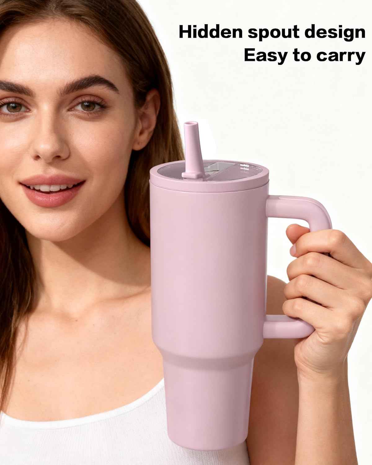 Traveler 40 oz Insulated Water Bottle with Handle & Flip Straw,Fits in Cup Holder,Leak Resistant Tumbler,Stainless Steel Base,Reusable Gifts for Women & Men