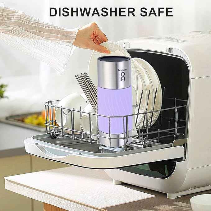 Travel Coffee Mug with 360°Lid, Travel Coffee Tumbler 16 oz Leak Proof, Stainless Steel Insulated Travel Mugs for Hot and Cold Spill Proof Leak Proof(Light Purple)