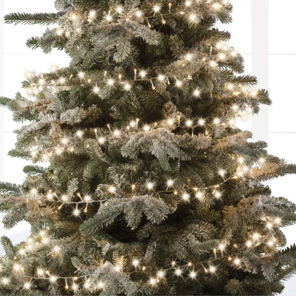 Lumineo 1000 LED Warm White Christmas Compact Lights Set, Transparent Wire 74 Feet