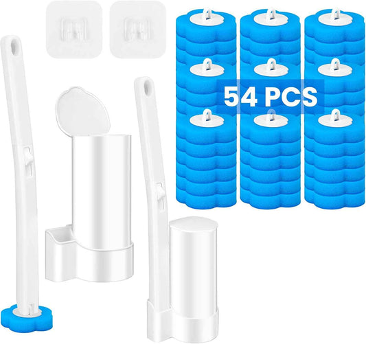 Disposable Toilet Brush and Holder Set, Toilet Wand Refills, Extended Handle with 48 Cleaner Refills, Toilet Brush for Toilet Bowl Cleaners, Bathroom Cleaning(2-Set)