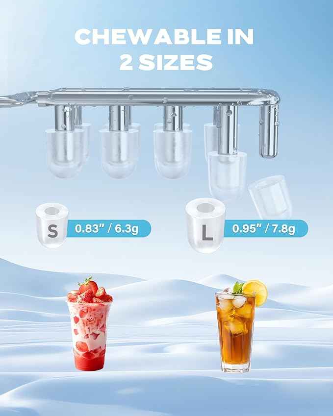 ecozy Ice Makers Countertop, Portable Ice Machine with Carry Handle, 26lbs in 24Hrs, 9 Ice Cubes Ready in 6 Mins, Auto-Cleaning Ice Maker with Basket and Scoop, for Home/Kitchen/Camping/RV