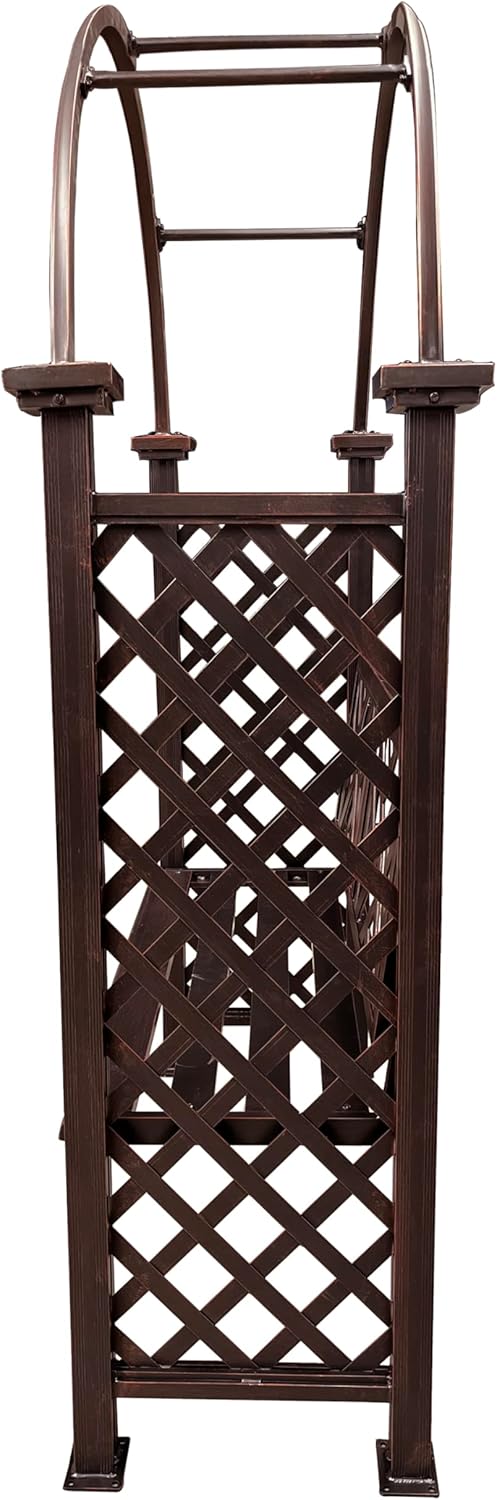 Bronze Aluminum Garden Arbor Arch with 2-Seater Bench