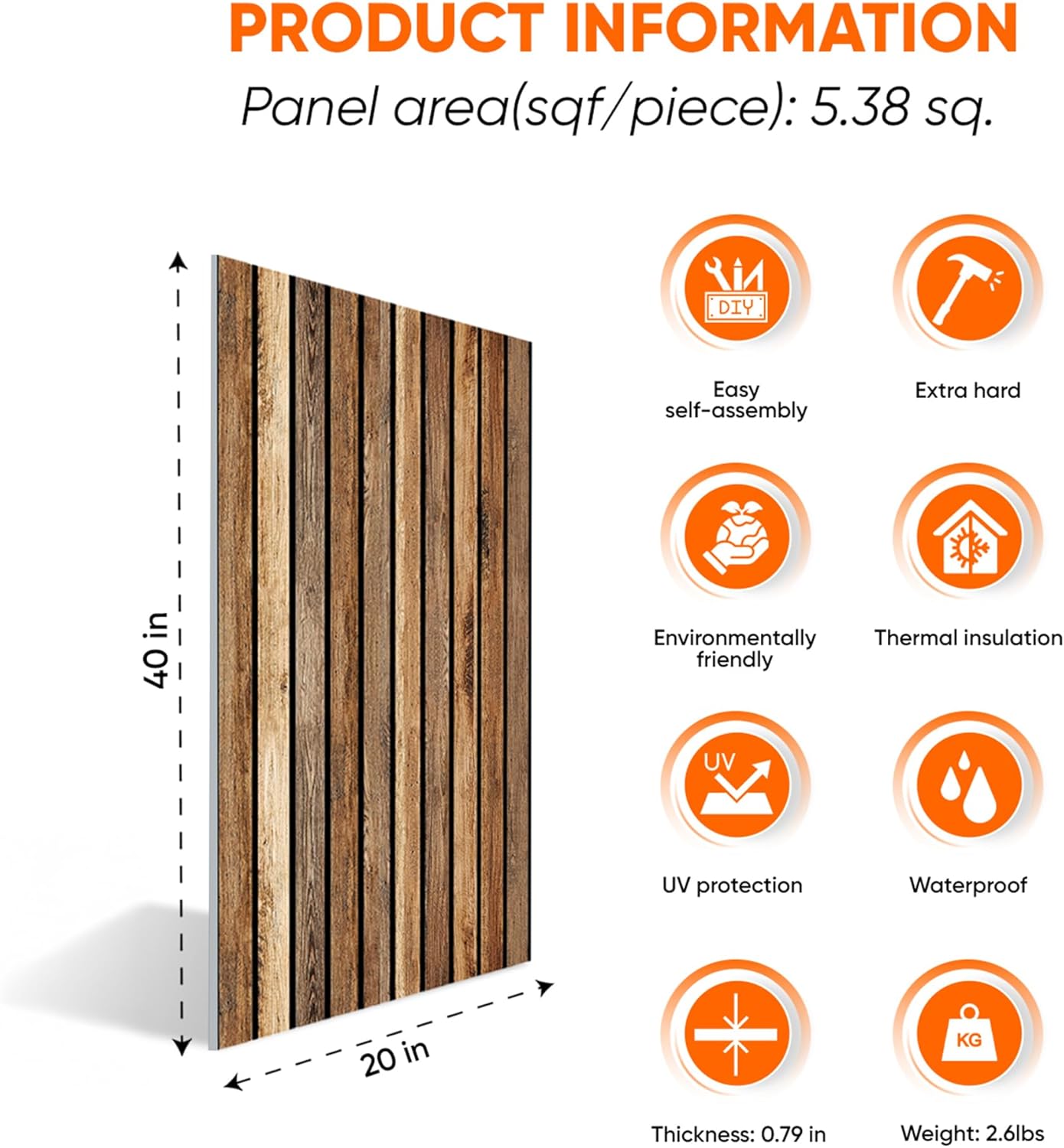 IZODEKOR 3D Wood Effect Styrofoam Wall Panels - Faux Wood Look Wall Panels for Living Room - Fake Acoustic Wood Slat Wall Panels - Pack of 10, Covers 50 sq ft.