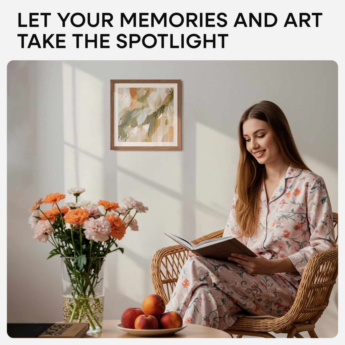 Homeforia 11x11 Picture Frame Wood, High-End Natural Oak 11 x 11 Thin Square Poster Frames with Mat 9 by 9 inch Photo, 11by11 Light Wooden Frame Matted to 9x9 Print, Tempered Glass, Wall Kit, Set of 1