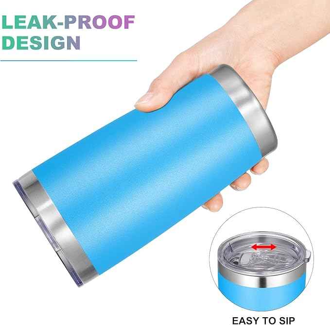 VEGOND 20oz Tumbler with Lid and Straw Stainless Steel Tumbler Cup Vacuum Insulated Double Wall Travel Coffee Mug Powder Coated Coffee Cup, Sky Blue, 1 Pack