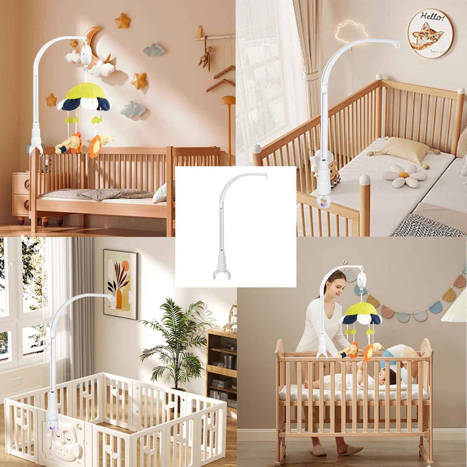 DIY 22 inches Crib Mobile arm Nursery Mobile arm Baby Mobile Hanger,Adjusting the Claw Width of Mobile Hanger,Mobile arm for Crib