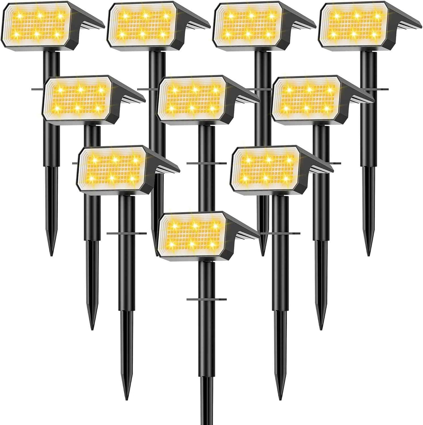Solar Spot Lights Outdoor, [10 pack/118 LED] 4 Modes Auto On/Off Solar Landscape Spotlights, Ip67 Waterproof Solor Powered Pathway Lights for Outside Yard Garden Walkway Tree Patio (Warm White)