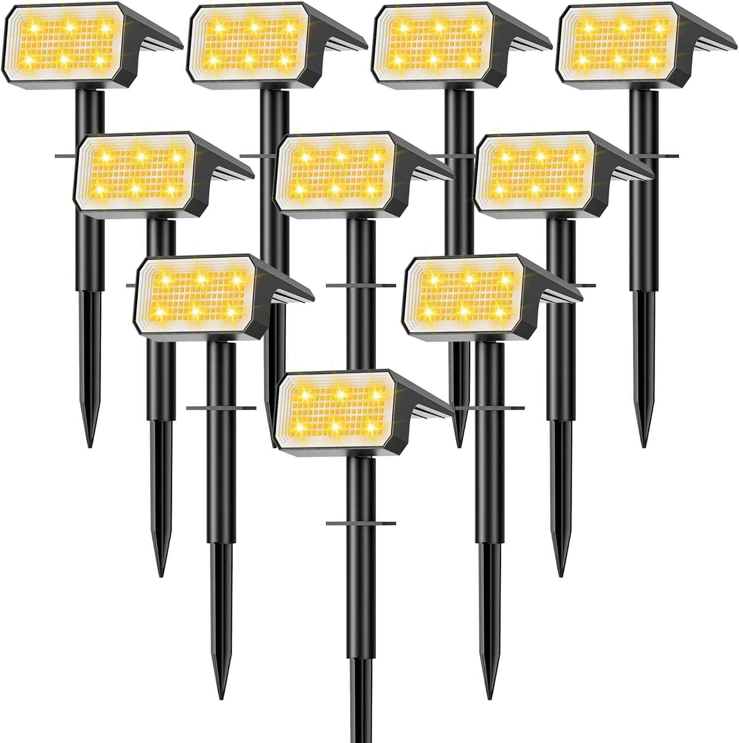Solar Spot Lights Outdoor, [10 pack/118 LED] 4 Modes Auto On/Off Solar Landscape Spotlights, Ip67 Waterproof Solor Powered Pathway Lights for Outside Yard Garden Walkway Tree Patio (Warm White)