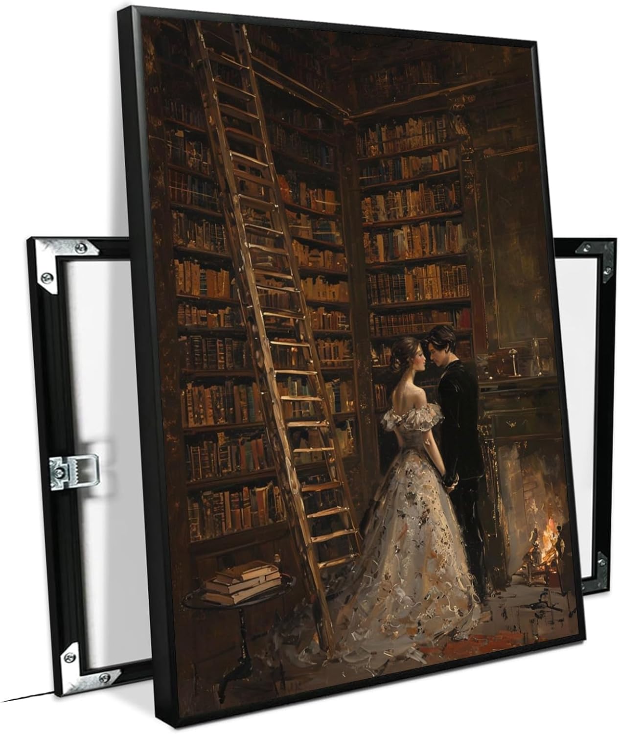 JFHCQJPK Gothic retro library scene decoration melancholy calm art college style wall aesthetic antique style home decoration suitable for bedroom living room16x24in Metal blackFramed