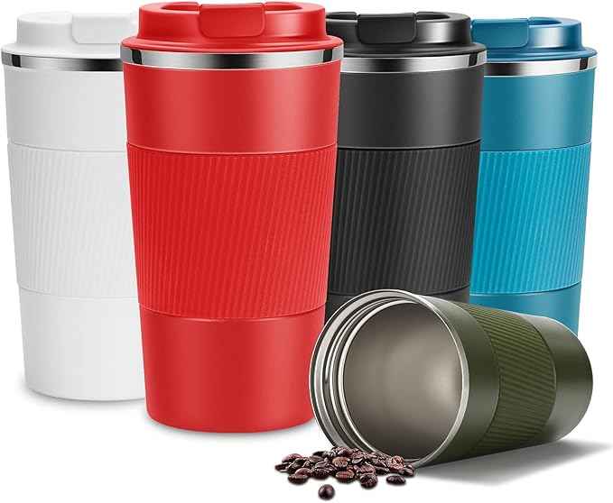 YINJAM 17oz Travel Coffee Mug Insulated Coffee Cups to Go with Leakproof Lid Vacuum Stainless Steel Double Walled Thermal Car Coffee Tumbler for Hot Cold Ice Tea Drinks Reusable (Red, 17oz)