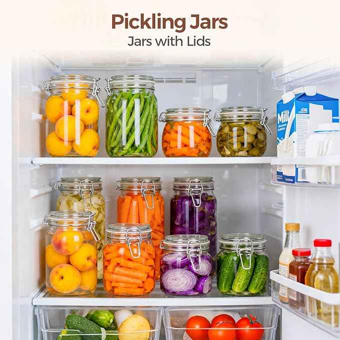 ComSaf 6-Pack 27oz Square Glass Pantry Canisters, Aesthetic Food Storage Jars for a Full Makeover, Modular Containers for Coffee, Sugar, Cookies, Snacks & Spices